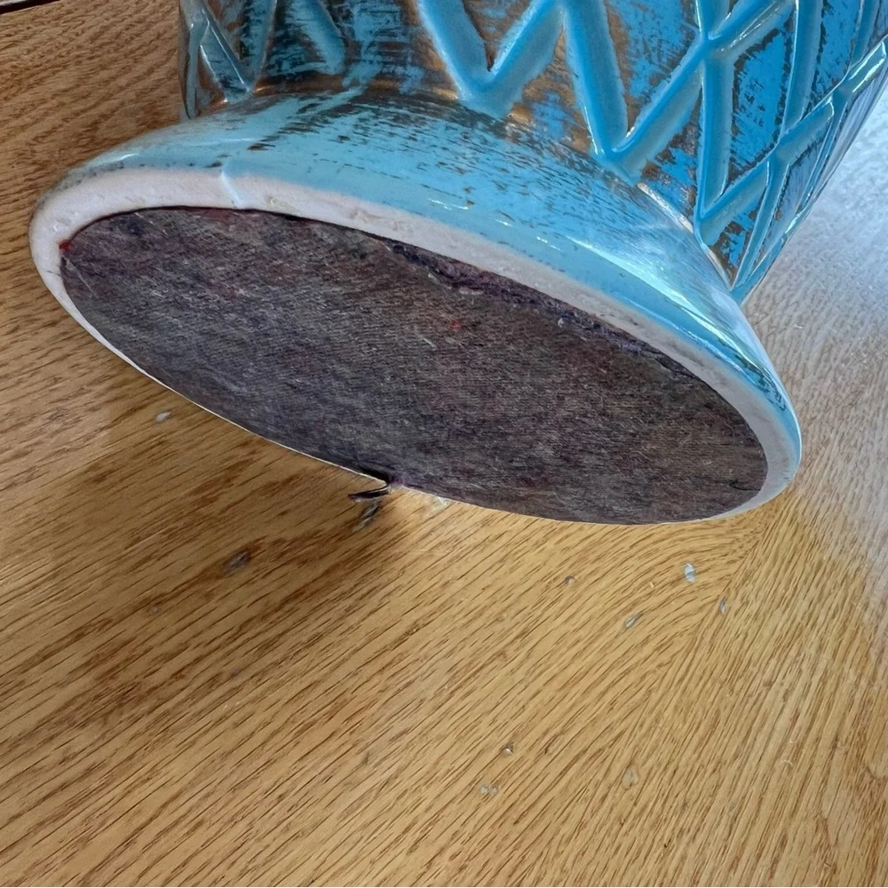 Large Savoy Decorative Ceramic Vase Aqua With Gold Sheen Overglaze